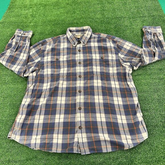 Duluth Trading Co Men's Flannel Shirt Blue Size 2XL Plaid Button Down Pockets - Picture 4 of 16